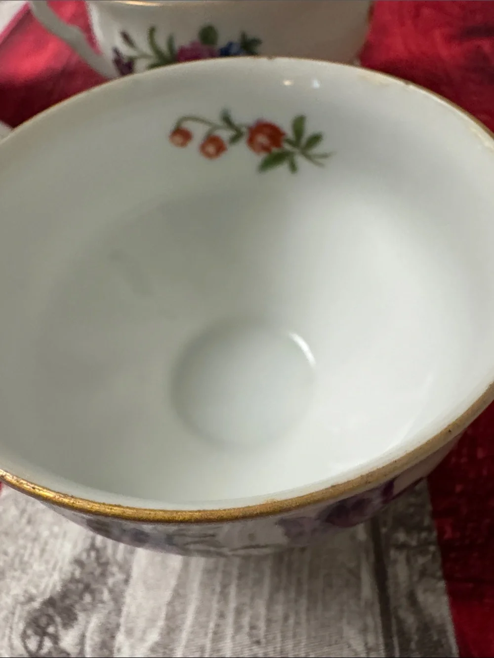 Celebrate Japan Vintage Porcelain Teacup Set with Purple Floral Motif/Gold Trim